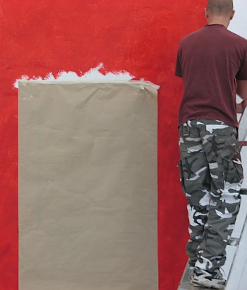 Click the image for a view of: Site specific mural in progress
